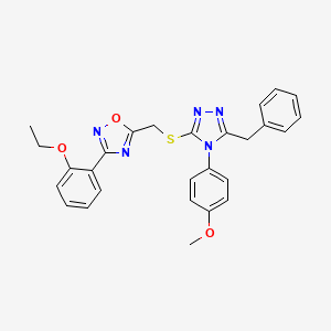 5-({[5-benzyl-4-(4-methoxyphenyl)-4H-1,2,4-triazol-3-yl]sulfanyl}methyl)-3-(2-ethoxyphenyl)-1,2,4-oxadiazole