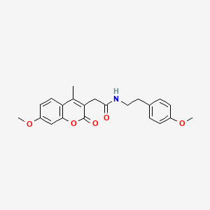 molecular formula C22H23NO5 B14990365 2-(7-methoxy-4-methyl-2-oxo-2H-chromen-3-yl)-N-[2-(4-methoxyphenyl)ethyl]acetamide 