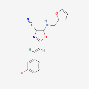 5-[(furan-2-ylmethyl)amino]-2-[(E)-2-(3-methoxyphenyl)ethenyl]-1,3-oxazole-4-carbonitrile