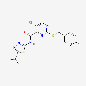 molecular formula C17H15ClFN5OS2 B14990404 5-chloro-2-[(4-fluorobenzyl)sulfanyl]-N-[5-(propan-2-yl)-1,3,4-thiadiazol-2-yl]pyrimidine-4-carboxamide 