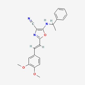 2-[(E)-2-(3,4-dimethoxyphenyl)ethenyl]-5-[(1-phenylethyl)amino]-1,3-oxazole-4-carbonitrile