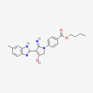 Butyl 4-[5-amino-4-(6-methyl-1H-1,3-benzodiazol-2-YL)-3-oxo-2,3-dihydro-1H-pyrrol-1-YL]benzoate