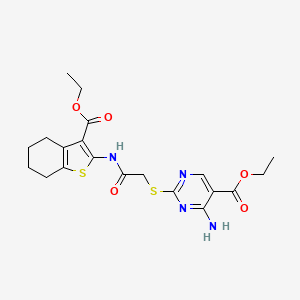 Ethyl 4-amino-2-[(2-{[3-(ethoxycarbonyl)-4,5,6,7-tetrahydro-1-benzothiophen-2-yl]amino}-2-oxoethyl)sulfanyl]pyrimidine-5-carboxylate