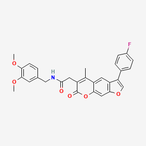 N-(3,4-dimethoxybenzyl)-2-[3-(4-fluorophenyl)-5-methyl-7-oxo-7H-furo[3,2-g]chromen-6-yl]acetamide