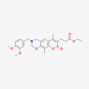 ethyl 3-[3-(3,4-dimethoxybenzyl)-6,10-dimethyl-8-oxo-3,4-dihydro-2H,8H-chromeno[6,7-e][1,3]oxazin-7-yl]propanoate