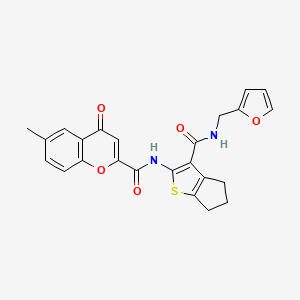 N-{3-[(furan-2-ylmethyl)carbamoyl]-5,6-dihydro-4H-cyclopenta[b]thiophen-2-yl}-6-methyl-4-oxo-4H-chromene-2-carboxamide