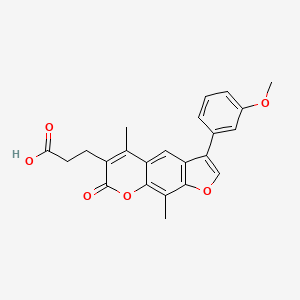 molecular formula C23H20O6 B14990690 3-[3-(3-Methoxyphenyl)-5,9-dimethyl-7-oxofuro[3,2-g]chromen-6-yl]propanoic acid 