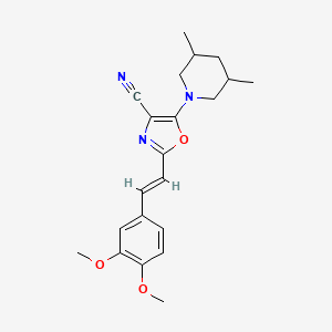 2-[(E)-2-(3,4-dimethoxyphenyl)ethenyl]-5-(3,5-dimethylpiperidin-1-yl)-1,3-oxazole-4-carbonitrile