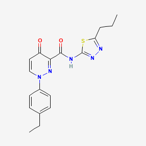 molecular formula C18H19N5O2S B14990774 1-(4-ethylphenyl)-4-oxo-N-(5-propyl-1,3,4-thiadiazol-2-yl)-1,4-dihydropyridazine-3-carboxamide 