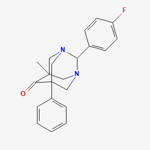 molecular formula C21H21FN2O B14990791 2-(4-Fluorophenyl)-5-methyl-7-phenyl-1,3-diazatricyclo[3.3.1.1~3,7~]decan-6-one 