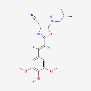 molecular formula C19H23N3O4 B14990860 5-[(2-methylpropyl)amino]-2-[(E)-2-(3,4,5-trimethoxyphenyl)ethenyl]-1,3-oxazole-4-carbonitrile 