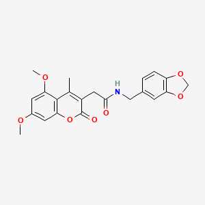 N-(1,3-benzodioxol-5-ylmethyl)-2-(5,7-dimethoxy-4-methyl-2-oxo-2H-chromen-3-yl)acetamide