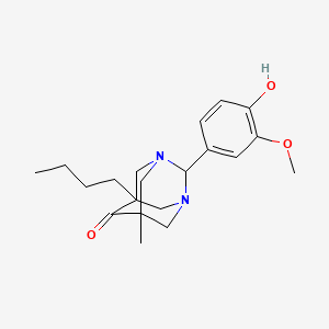 molecular formula C20H28N2O3 B14991000 5-Butyl-2-(4-hydroxy-3-methoxyphenyl)-7-methyl-1,3-diazatricyclo[3.3.1.1~3,7~]decan-6-one 