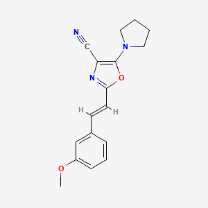 2-[(E)-2-(3-methoxyphenyl)ethenyl]-5-(pyrrolidin-1-yl)-1,3-oxazole-4-carbonitrile