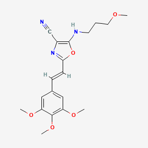 molecular formula C19H23N3O5 B14991065 5-[(3-methoxypropyl)amino]-2-[(E)-2-(3,4,5-trimethoxyphenyl)ethenyl]-1,3-oxazole-4-carbonitrile 