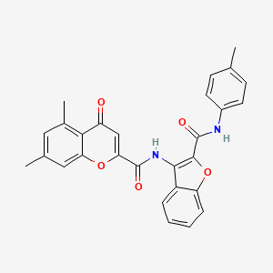 molecular formula C28H22N2O5 B14991071 5,7-dimethyl-N-{2-[(4-methylphenyl)carbamoyl]-1-benzofuran-3-yl}-4-oxo-4H-chromene-2-carboxamide 