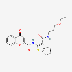 molecular formula C23H24N2O5S B14991143 N-{3-[(3-ethoxypropyl)carbamoyl]-5,6-dihydro-4H-cyclopenta[b]thiophen-2-yl}-4-oxo-4H-chromene-2-carboxamide 