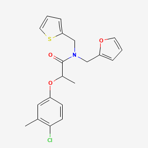 2-(4-chloro-3-methylphenoxy)-N-(furan-2-ylmethyl)-N-(thiophen-2-ylmethyl)propanamide