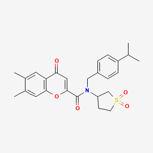 molecular formula C26H29NO5S B14991269 N-(1,1-dioxidotetrahydrothiophen-3-yl)-6,7-dimethyl-4-oxo-N-[4-(propan-2-yl)benzyl]-4H-chromene-2-carboxamide 