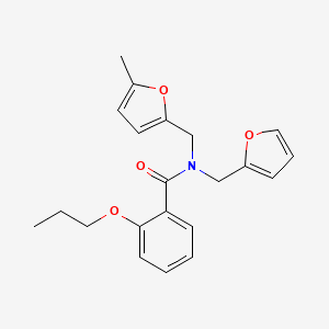 molecular formula C21H23NO4 B14991436 N-(furan-2-ylmethyl)-N-[(5-methylfuran-2-yl)methyl]-2-propoxybenzamide 