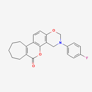 molecular formula C22H20FNO3 B14991444 3-(4-fluorophenyl)-3,4,8,9,10,11-hexahydro-2H-cyclohepta[3,4]chromeno[8,7-e][1,3]oxazin-6(7H)-one 