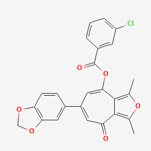 molecular formula C25H17ClO6 B14991499 6-(1,3-benzodioxol-5-yl)-1,3-dimethyl-4-oxo-4H-cyclohepta[c]furan-8-yl 3-chlorobenzoate 