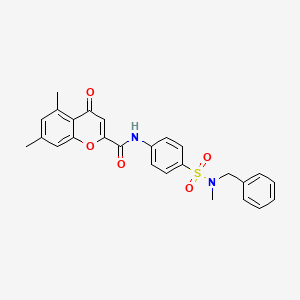 molecular formula C26H24N2O5S B14991686 N-{4-[benzyl(methyl)sulfamoyl]phenyl}-5,7-dimethyl-4-oxo-4H-chromene-2-carboxamide 