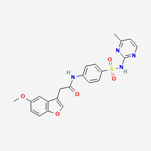 molecular formula C22H20N4O5S B14991759 2-(5-methoxy-1-benzofuran-3-yl)-N-{4-[(4-methylpyrimidin-2-yl)sulfamoyl]phenyl}acetamide 