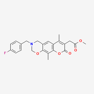 molecular formula C23H22FNO5 B14991833 methyl [3-(4-fluorobenzyl)-6,10-dimethyl-8-oxo-3,4-dihydro-2H,8H-chromeno[6,7-e][1,3]oxazin-7-yl]acetate 