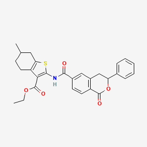 molecular formula C28H27NO5S B14991857 ethyl 6-methyl-2-{[(1-oxo-3-phenyl-3,4-dihydro-1H-isochromen-6-yl)carbonyl]amino}-4,5,6,7-tetrahydro-1-benzothiophene-3-carboxylate 