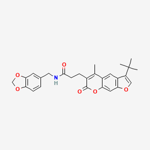 N-(1,3-benzodioxol-5-ylmethyl)-3-(3-tert-butyl-5-methyl-7-oxo-7H-furo[3,2-g]chromen-6-yl)propanamide