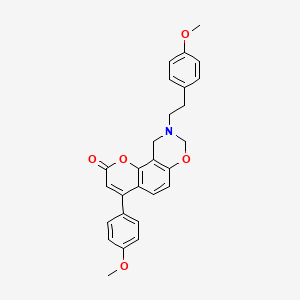 4-(4-methoxyphenyl)-9-[2-(4-methoxyphenyl)ethyl]-9,10-dihydro-2H,8H-chromeno[8,7-e][1,3]oxazin-2-one