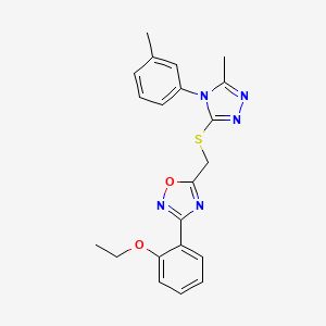 molecular formula C21H21N5O2S B14991997 3-(2-ethoxyphenyl)-5-({[5-methyl-4-(3-methylphenyl)-4H-1,2,4-triazol-3-yl]sulfanyl}methyl)-1,2,4-oxadiazole 