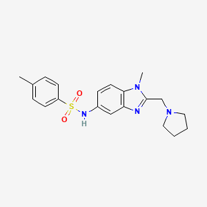 molecular formula C20H24N4O2S B14992005 4-methyl-N-[1-methyl-2-(pyrrolidin-1-ylmethyl)-1H-benzimidazol-5-yl]benzenesulfonamide 