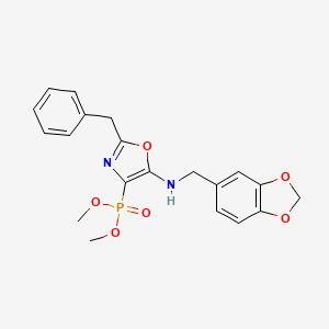 molecular formula C20H21N2O6P B14992103 Dimethyl {5-[(1,3-benzodioxol-5-ylmethyl)amino]-2-benzyl-1,3-oxazol-4-yl}phosphonate 