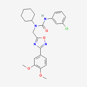 3-(3-Chlorophenyl)-1-cyclohexyl-1-{[3-(3,4-dimethoxyphenyl)-1,2,4-oxadiazol-5-yl]methyl}urea