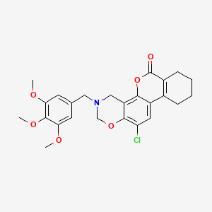 molecular formula C25H26ClNO6 B14992131 12-chloro-3-(3,4,5-trimethoxybenzyl)-3,4,7,8,9,10-hexahydro-2H,6H-benzo[3,4]chromeno[8,7-e][1,3]oxazin-6-one 