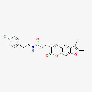 molecular formula C25H24ClNO4 B14992222 N-[2-(4-Chlorophenyl)ethyl]-3-{2,3,5-trimethyl-7-oxo-7H-furo[3,2-G]chromen-6-YL}propanamide 