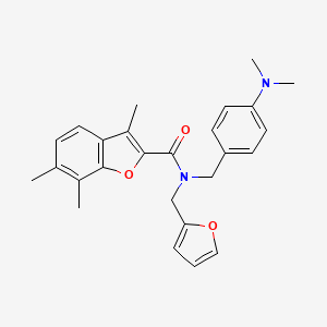 molecular formula C26H28N2O3 B14992245 N-[4-(dimethylamino)benzyl]-N-(furan-2-ylmethyl)-3,6,7-trimethyl-1-benzofuran-2-carboxamide 