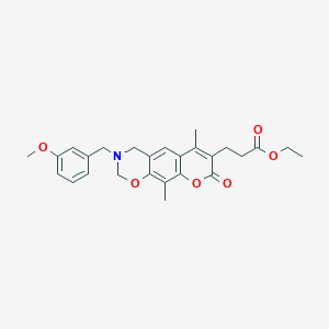 ethyl 3-[3-(3-methoxybenzyl)-6,10-dimethyl-8-oxo-3,4-dihydro-2H,8H-chromeno[6,7-e][1,3]oxazin-7-yl]propanoate