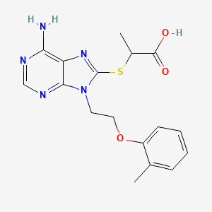 2-({6-amino-9-[2-(2-methylphenoxy)ethyl]-9H-purin-8-yl}sulfanyl)propanoic acid