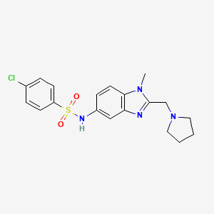 molecular formula C19H21ClN4O2S B14992289 4-chloro-N-[1-methyl-2-(pyrrolidin-1-ylmethyl)-1H-benzimidazol-5-yl]benzenesulfonamide 