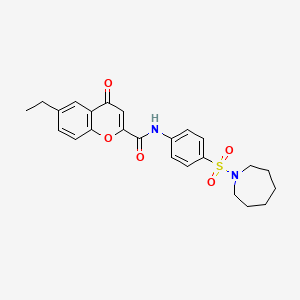 molecular formula C24H26N2O5S B14992298 N-[4-(azepan-1-ylsulfonyl)phenyl]-6-ethyl-4-oxo-4H-chromene-2-carboxamide 