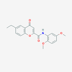 molecular formula C20H19NO5 B14992358 N-(2,5-dimethoxyphenyl)-6-ethyl-4-oxo-4H-chromene-2-carboxamide 