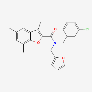 N-(3-chlorobenzyl)-N-(furan-2-ylmethyl)-3,5,7-trimethyl-1-benzofuran-2-carboxamide