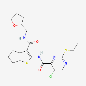 5-chloro-2-(ethylsulfanyl)-N-{3-[(tetrahydrofuran-2-ylmethyl)carbamoyl]-5,6-dihydro-4H-cyclopenta[b]thiophen-2-yl}pyrimidine-4-carboxamide