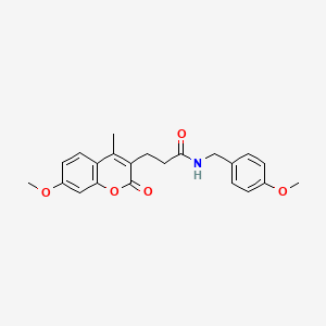 molecular formula C22H23NO5 B14992426 N-(4-methoxybenzyl)-3-(7-methoxy-4-methyl-2-oxo-2H-chromen-3-yl)propanamide 