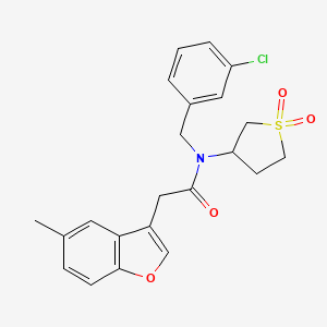 molecular formula C22H22ClNO4S B14992432 N-(3-chlorobenzyl)-N-(1,1-dioxidotetrahydrothiophen-3-yl)-2-(5-methyl-1-benzofuran-3-yl)acetamide 