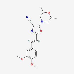 2-[(E)-2-(3,4-dimethoxyphenyl)ethenyl]-5-(2,6-dimethylmorpholin-4-yl)-1,3-oxazole-4-carbonitrile