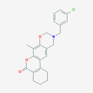 10-(3-chlorobenzyl)-7-methyl-1,2,3,4,10,11-hexahydro-5H,9H-benzo[3,4]chromeno[6,7-e][1,3]oxazin-5-one